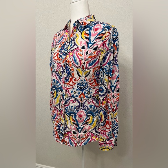 J. McLaughlin Women's Button Long Sleeve Shirt All Over Print Bold Size XS - Picture 5 of 7